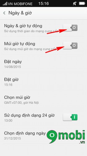 sua loi lech gio tren Oppo
