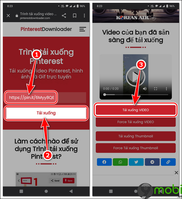 cach tai video pinterest ve dien thoai android