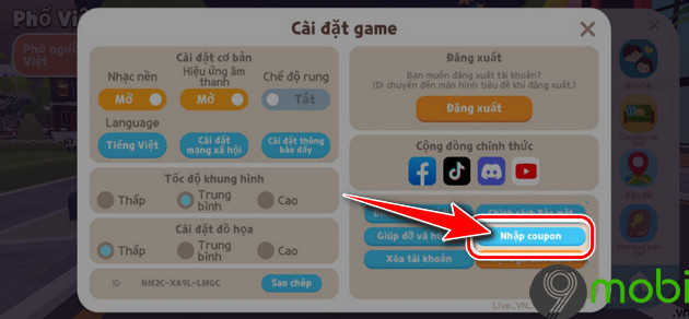 cach nhap code play together thang 8/2023 tren Android