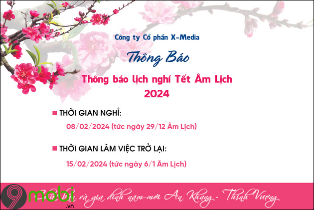 mẫu banner thông báo nghỉ Tết Nguyên Đán 2024 cho doanh nghiệp