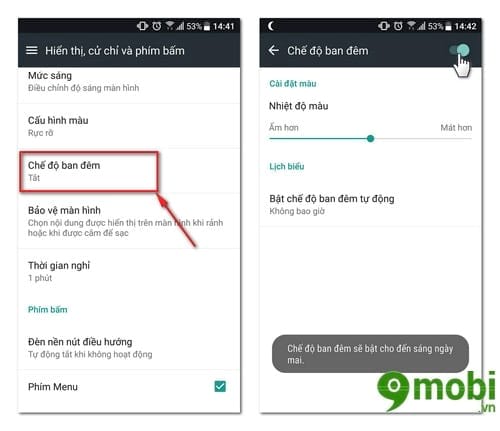 Hướng dẫn bật tính năng Night Mode trên Android 7, bật chế độ ban đêm