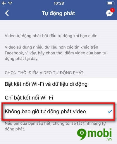 Cách tắt video Facebook tự phát trên iPhone