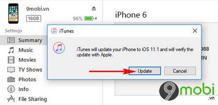 Cách nâng cấp iOS 11.1 bằng iTunes