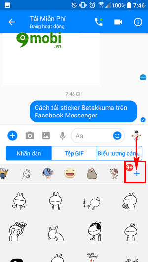 Cách tải Sticker Betakkuma trên Facebook Messenger