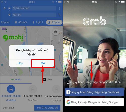 Cách đặt xe Grab bằng Google Maps trên điện thoại