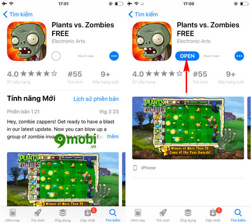 cach cai va choi plants vs zombies tren iphone 4