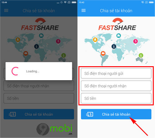 Cách chuyển tiền Mobifone bằng App Fastshare