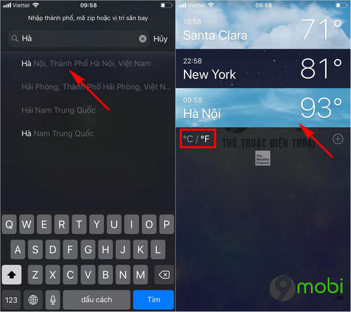 Cách xem thời tiết trên iPhone, iPad