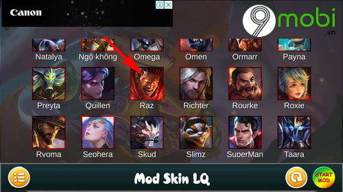 huong dan mod skin raz muay thai game lien quan mobile 3