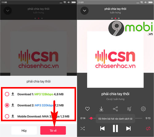 Cách tải nhạc về điện thoại bằng ứng dụng Chiasenhac.vn