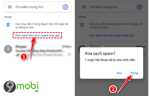 cach tim thu spam trong gmail tren android