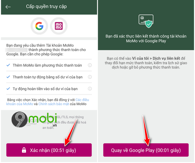 Cách liên kết ví Momo với CH Play để mua, thanh toán ứng dụng