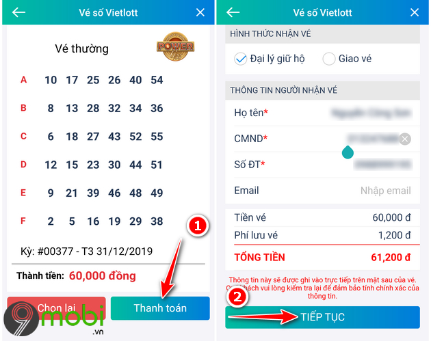Hướng dẫn mua Vietlott trên Viettel Pay
