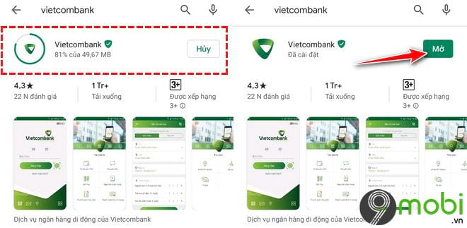 Cách tải và cài các ứng dụng Vietcombank lên điện thoại