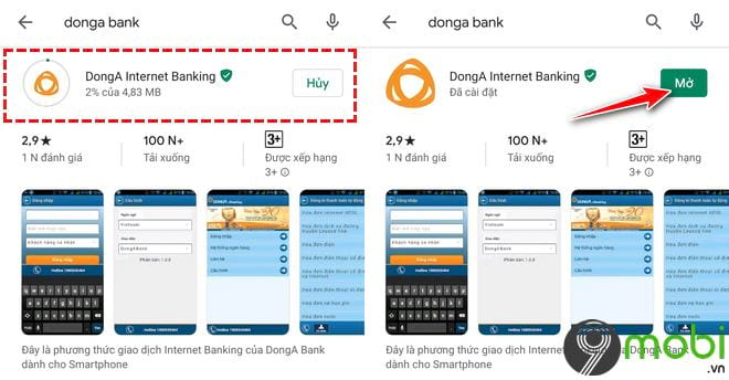 Cách tải và cài các ứng dụng DongA Bank lên Android, iOS
