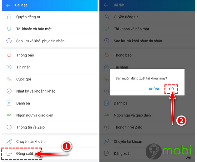 Cách đăng xuất tài khoản Zalo trên điện thoại Android