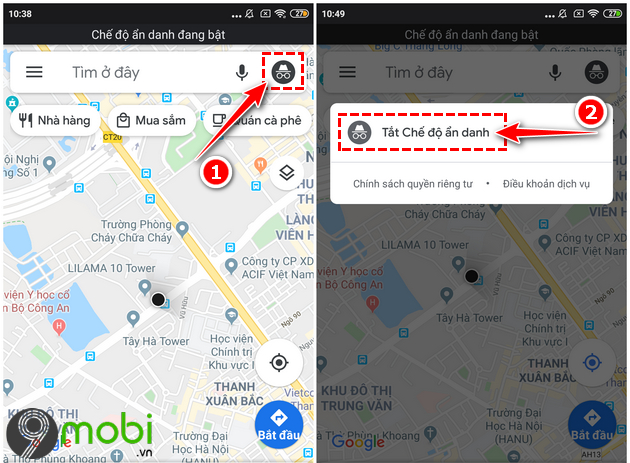 huong dan kich hoat che do an danh google maps cho android