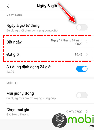 cach cai dat ngay gio thu cong tren android