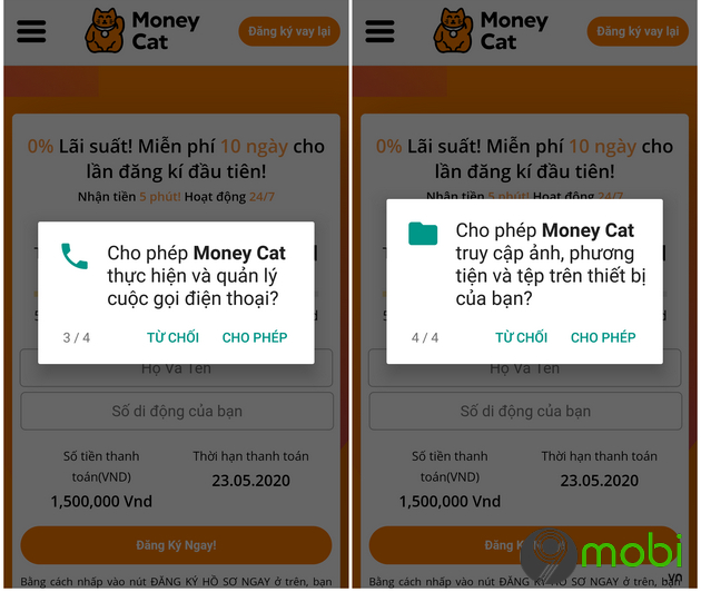 Hướng dẫn cách vay tiền nhanh trên ứng dụng MoneyCat