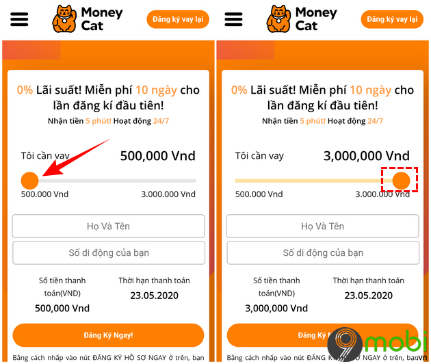 Hướng dẫn cách vay tiền nhanh trên ứng dụng MoneyCat