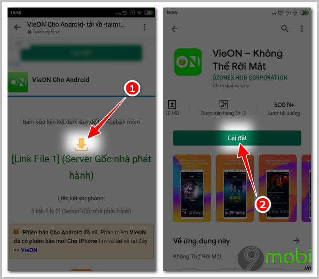 Cách tải và cài đặt VieOn trên điện thoại Android, iOS