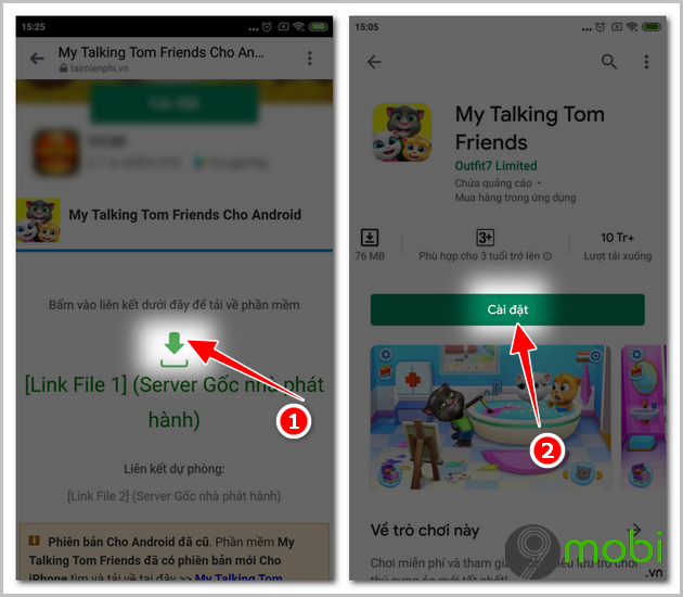 how to install my talking tom friends game on mobile phone