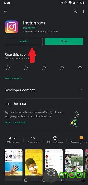 remove the error of the application on Android