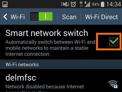 Bật tính năng tự động chuyển đổi mạng Wifi và 3G trên điện thoại Samsung Galaxy