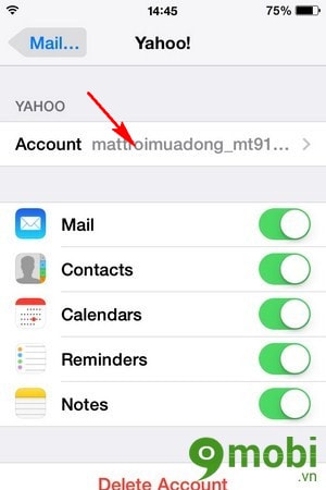 thay mật khẩu mail trên thiết bị iOS
