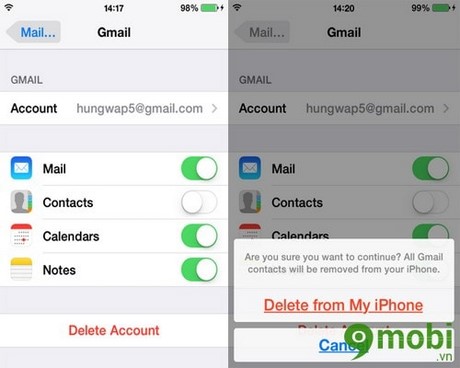 Mẹo ẩn danh bạ Gmail trên iPhone