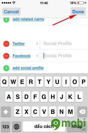 Cách thêm thông tin mạng xã hội vào danh bạ trên iPhone
