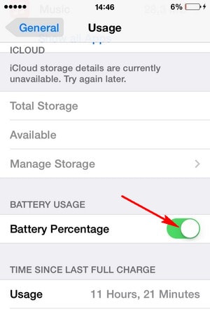 Bật, mở, kích hoạt hiển thị phần trăm pin trên iPhone 4, 4S