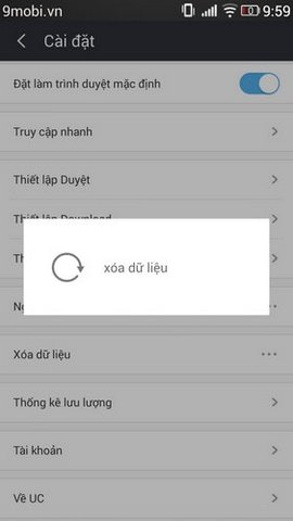 xoa cookie UC Browser android 