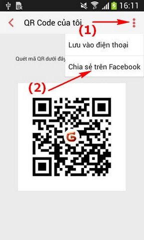 Chia sẻ mã QR Code Gas lên Facebook