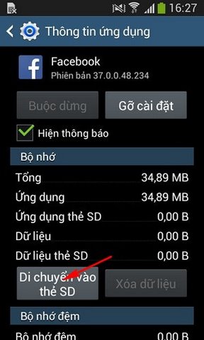 Cách chuyển Facebook trên Android vào thẻ nhớ