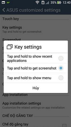 Chụp màn hình ZenFone, Screenshot Asus ZenPhone 2, 3, 4, 5, 6