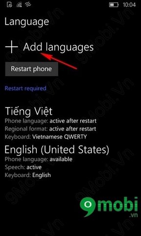 Đổi ngôn ngữ tiếng Việt - Anh trên Windows 10 Mobile