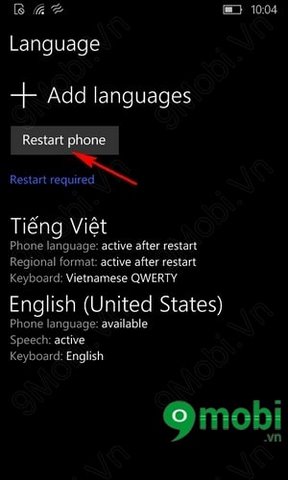 Đổi ngôn ngữ tiếng Việt - Anh trên Windows 10 Mobile