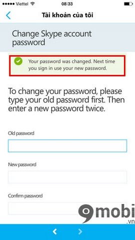 change iphone skype password