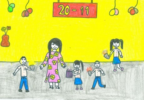 Cách vẽ giành mĩ thuật lớp 8 Bài 9 Vẽ giành lớp 8 Đề tài ngôi nhà giáo Việt  Nam 2011 Đơn giản và đẹp nhất nhất