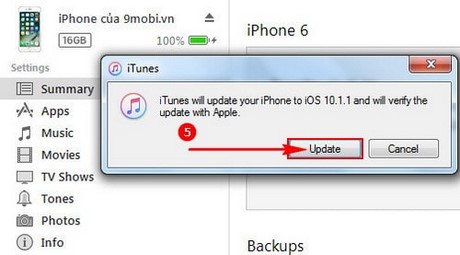Nâng cấp iOS 10.1.1 qua iTunes, cách update iOS 10.1.1 trên máy tính