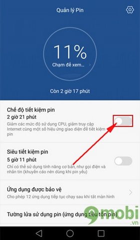 Bật Tiết kiệm pin trên Huawei GR5 2017, Turn On Battery Saver Huawei G