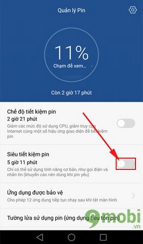 Bật Tiết kiệm pin trên Huawei GR5 2017, Turn On Battery Saver Huawei G