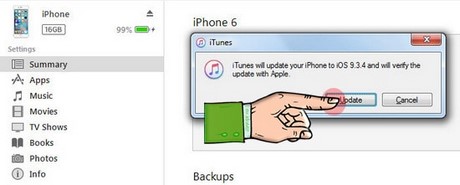 Nâng cấp iOS 9.3.4 qua iTunes
