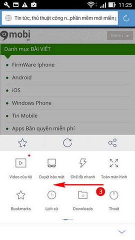 chinh ngon ngu UC Browser mini cho Android