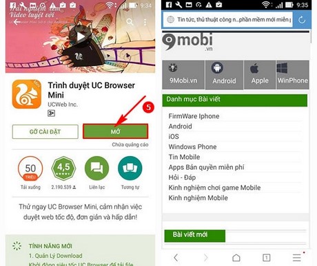 Uc browser mini cho Android