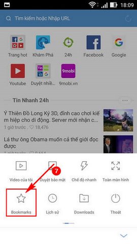 cach tao bookmark UC browser 