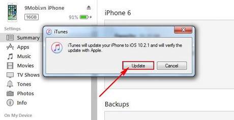 Nâng cấp iOS 10.2.1 qua iTunes, update iOS 10.2.1 trên máy tính, cách