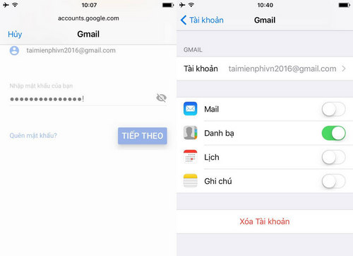 Cách sao lưu danh bạ iPhone vào Gmail với Settings