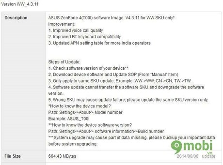 Link Firmware Zenfone 4 tốc độ cao
